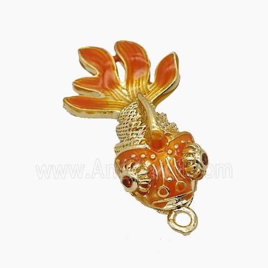 Enamel Copper Pendant, Gold Plated