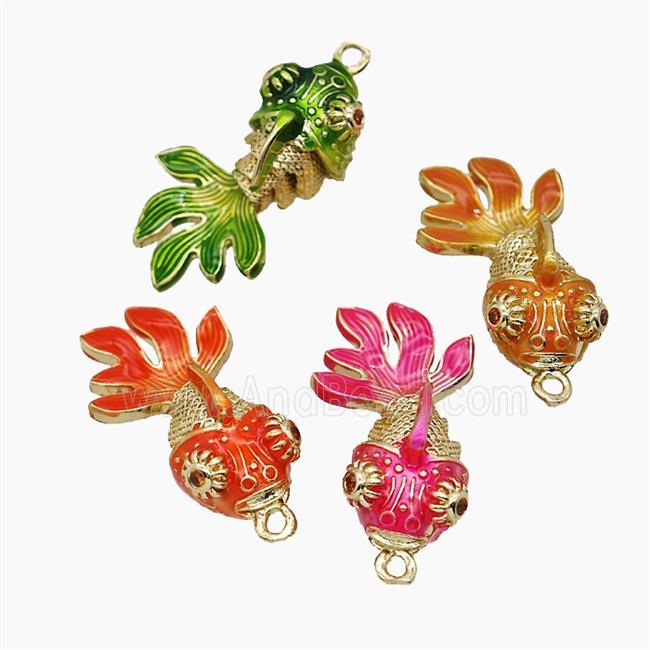 Enamel Copper Pendant, Gold Plated