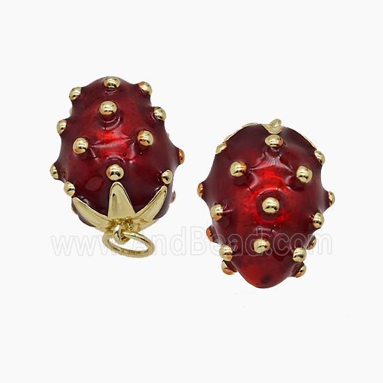 Enamel Copper Pendant, Gold Plated