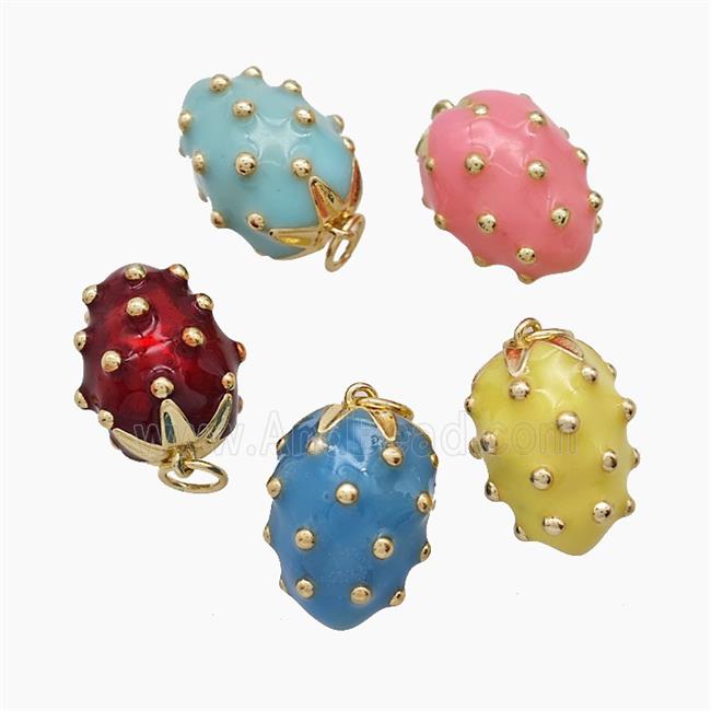 Enamel Copper Pendant, Gold Plated