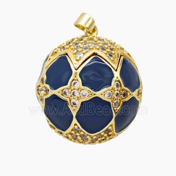 Enamel Copper Pendant, Gold Plated