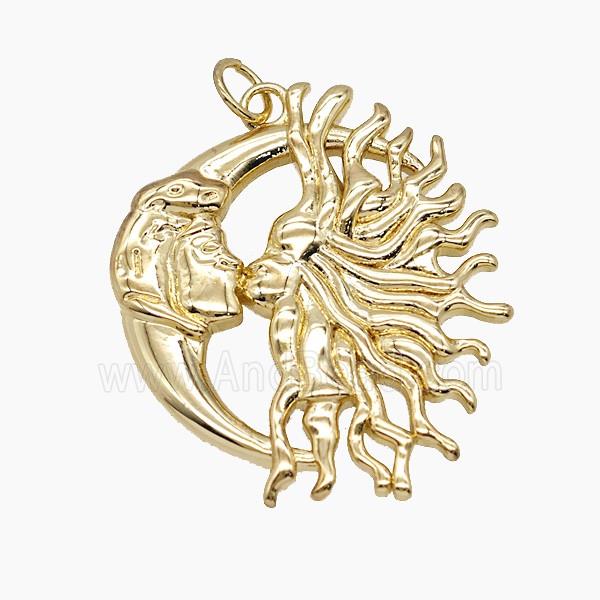 Enamel Copper Pendant, Gold Plated