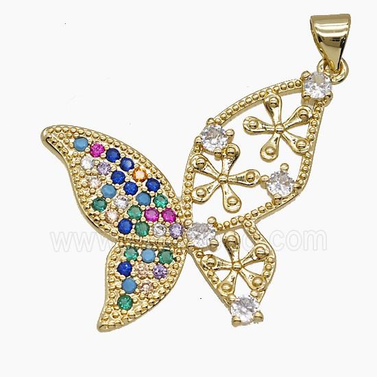 Copper Pendant Pave Zircon, Gold Plated