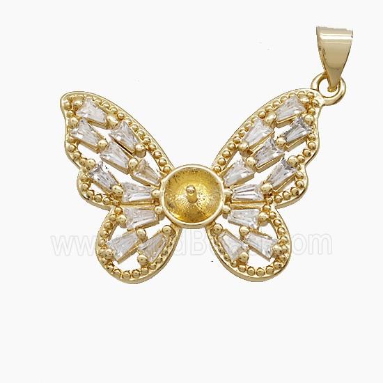 Copper Pendant Pave Zircon, Gold Plated