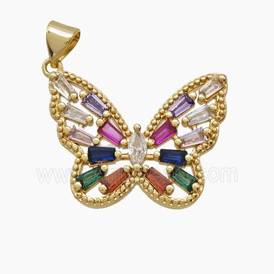 Copper Pendant Pave Zircon, Gold Plated