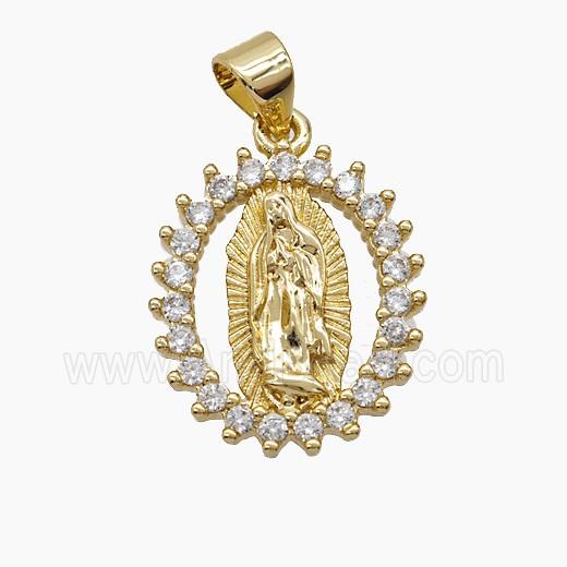 Copper Pendant Pave Zircon, Gold Plated