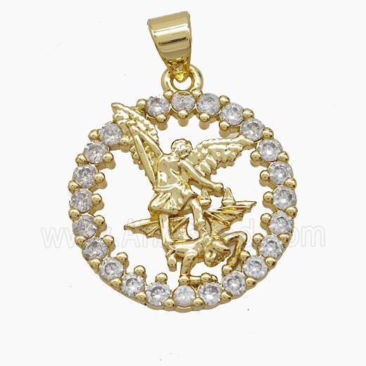 Copper Pendant Pave Zircon, Gold Plated