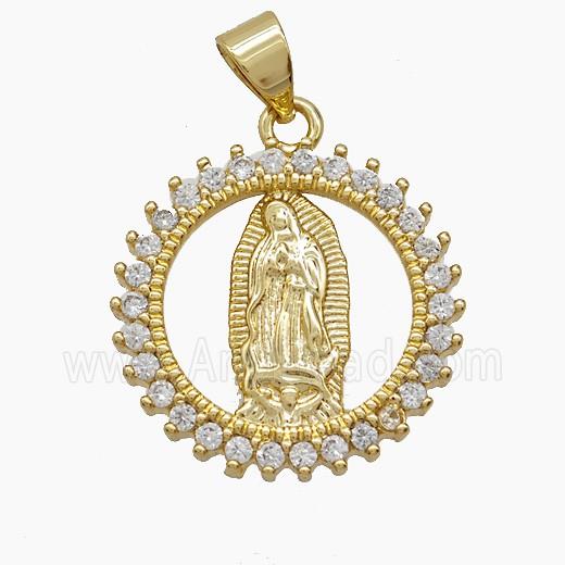 Copper Pendant Pave Zircon, Gold Plated