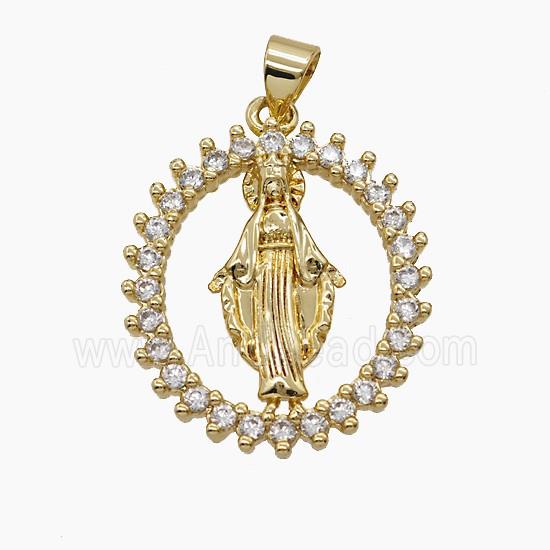 Copper Pendant Pave Zircon, Gold Plated