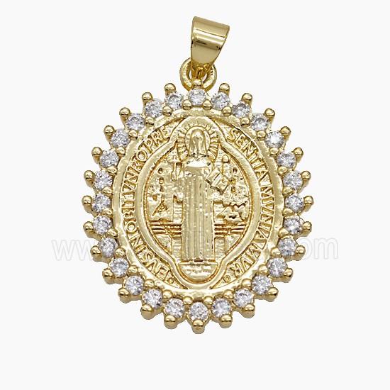 Copper Pendant Pave Zircon, Gold Plated
