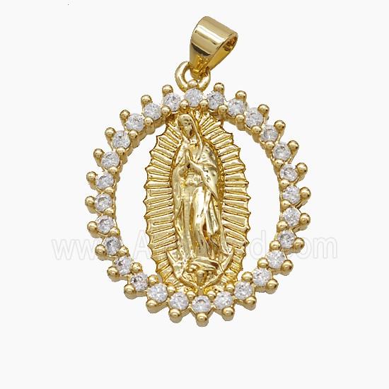 Copper Pendant Pave Zircon, Gold Plated