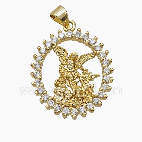 Copper Pendant Pave Zircon, Gold Plated