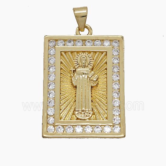 Copper Pendant Pave Zircon, Gold Plated