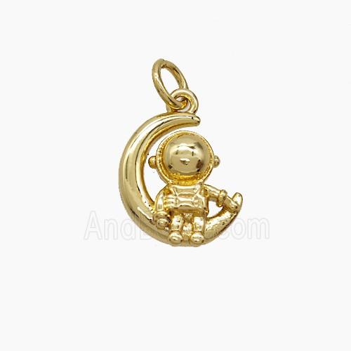 Copper Pendant Pave Zircon, Gold Plated