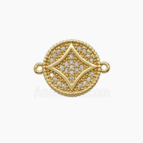 Copper Pendant Pave Zircon, Gold Plated