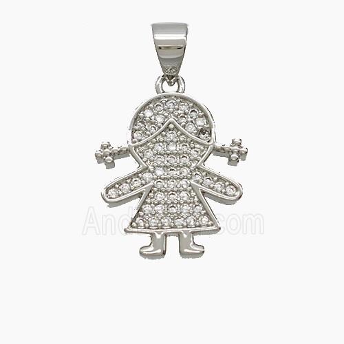Copper Pendant Pave Zircon, Gold Plated