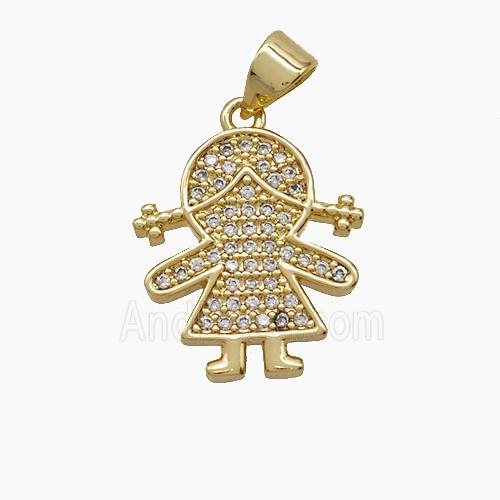 Copper Pendant Pave Zircon, Gold Plated