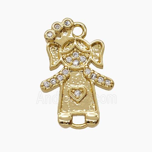 Copper Pendant Pave Zircon, Gold Plated