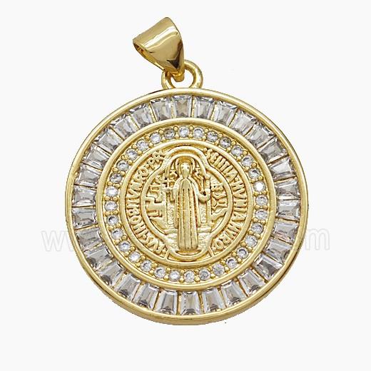Copper Pendant Pave Zircon, Gold Plated