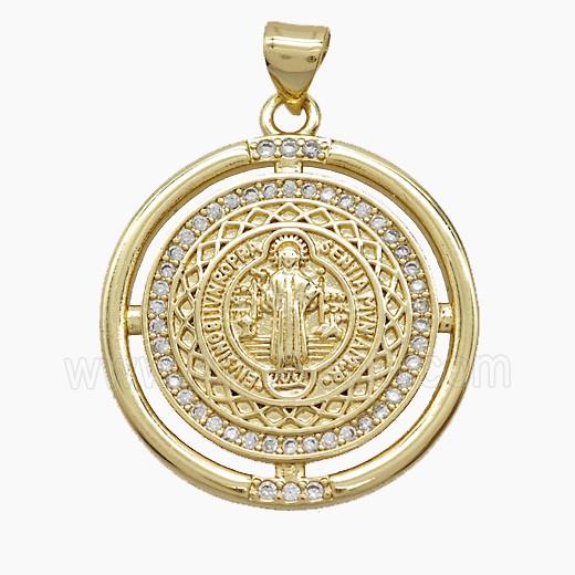 Copper Pendant Pave Zircon, Gold Plated