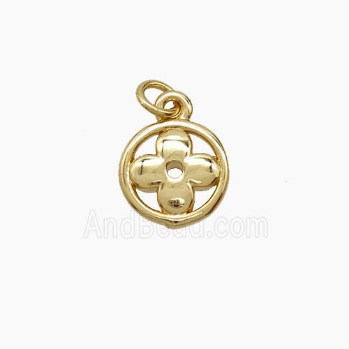 Copper Pendant Pave Zircon, Gold Plated