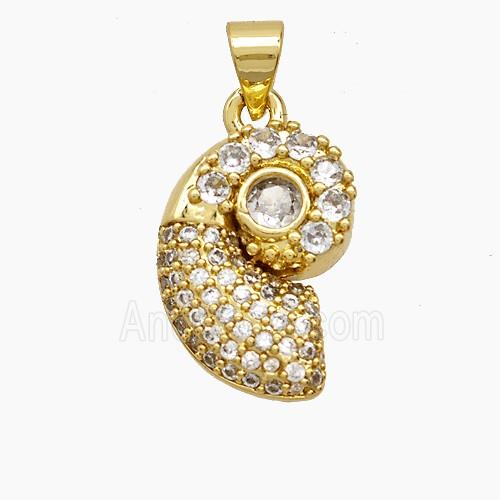 Copper Pendant Pave Zircon, Gold Plated