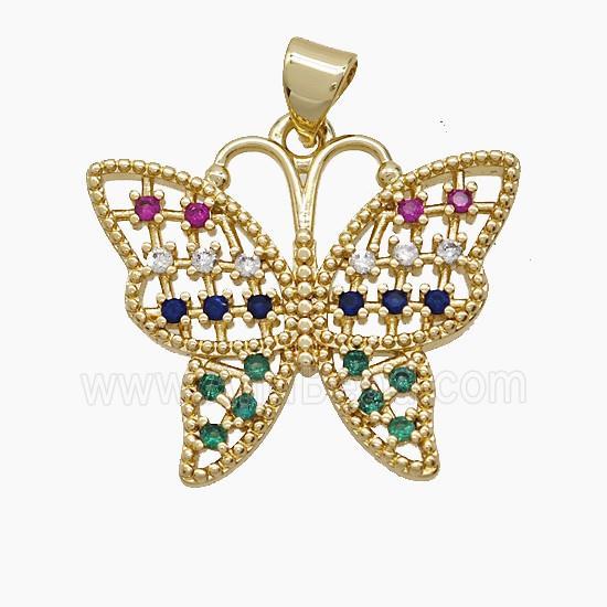 Copper Pendant Pave Zircon, Gold Plated