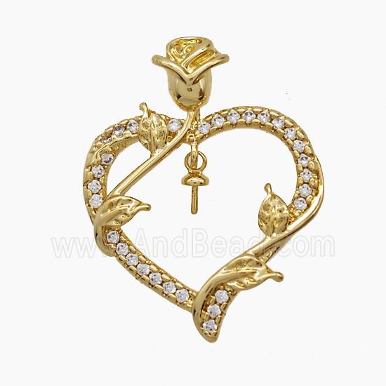 Copper Pendant Pave Zircon, Gold Plated