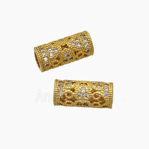 Copper Pendant Pave Zircon, Gold Plated