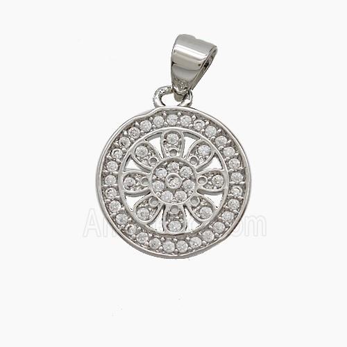 Copper Pendant Pave Zircon, Gold Plated