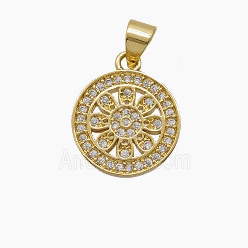 Copper Pendant Pave Zircon, Gold Plated