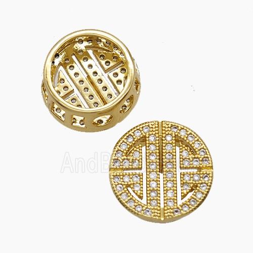 Copper Pendant Pave Zircon, Gold Plated