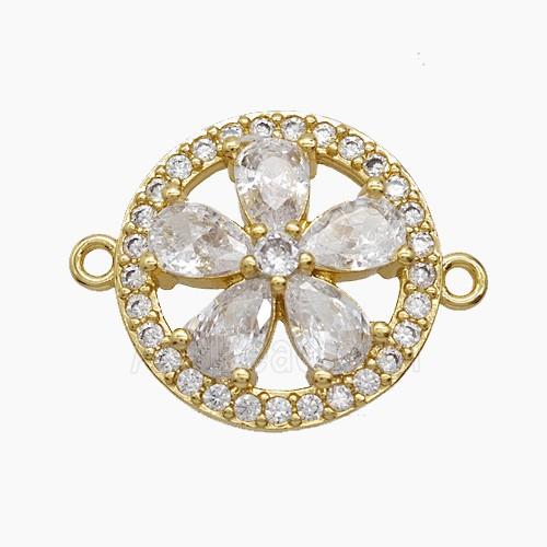 Copper Pendant Pave Zircon, Gold Plated