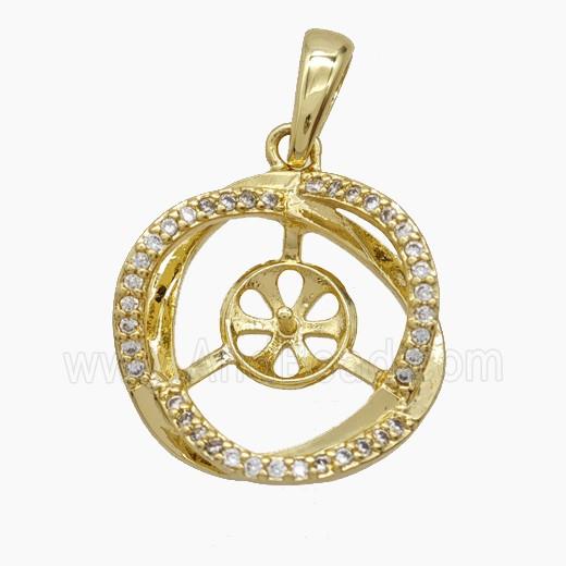 Copper Pendant Pave Zircon, Gold Plated