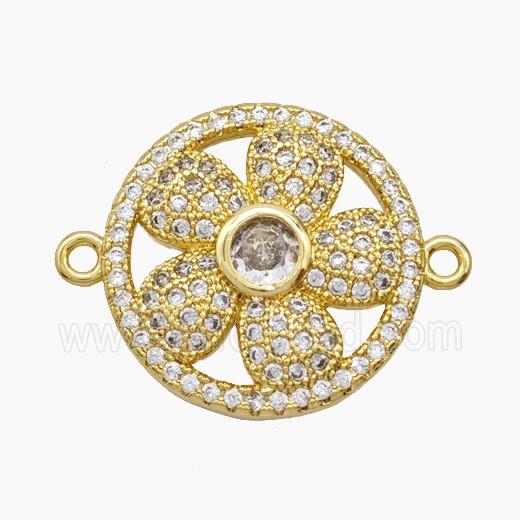 Copper Pendant Pave Zircon, Gold Plated