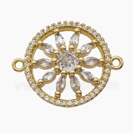 Copper Pendant Pave Zircon, Gold Plated