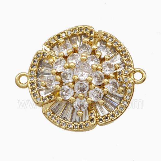 Copper Pendant Pave Zircon, Gold Plated