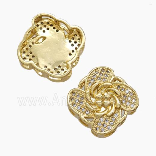 Copper Pendant Pave Zircon, Gold Plated