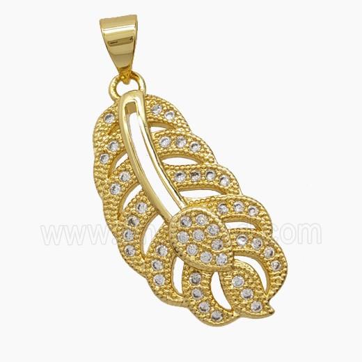 Copper Pendant Pave Zircon, Gold Plated