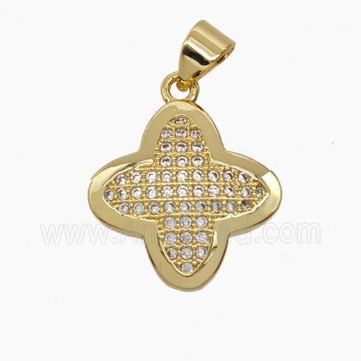 Copper Pendant Pave Zircon, Gold Plated