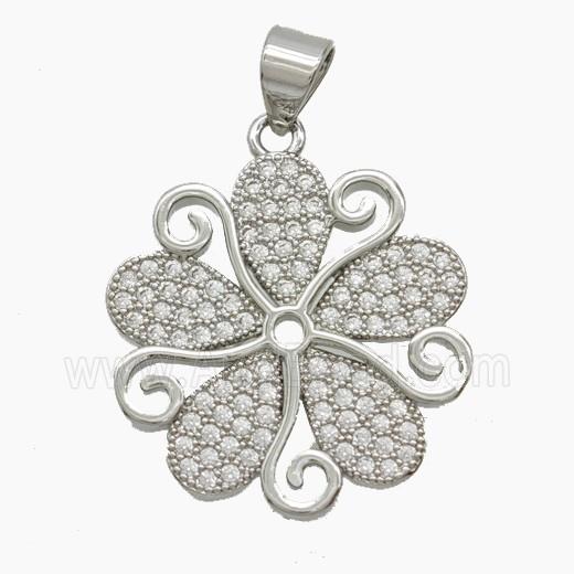 Copper Pendant Pave Zircon, Gold Plated
