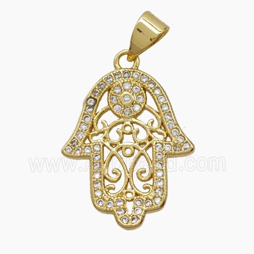 Copper Pendant Pave Zircon, Gold Plated