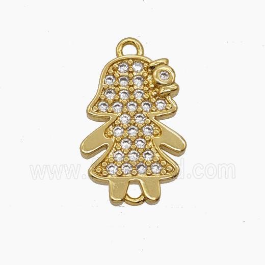 Copper Pendant Pave Zircon, Gold Plated