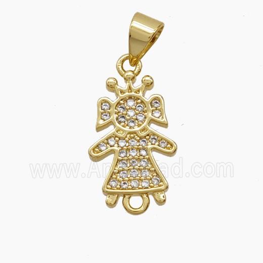 Copper Pendant Pave Zircon, Gold Plated