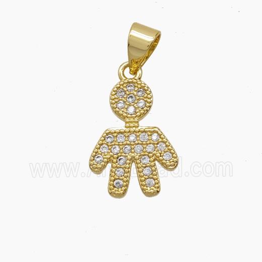 Copper Pendant Pave Zircon, Gold Plated
