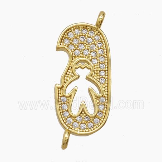 Copper Pendant Pave Zircon, Gold Plated