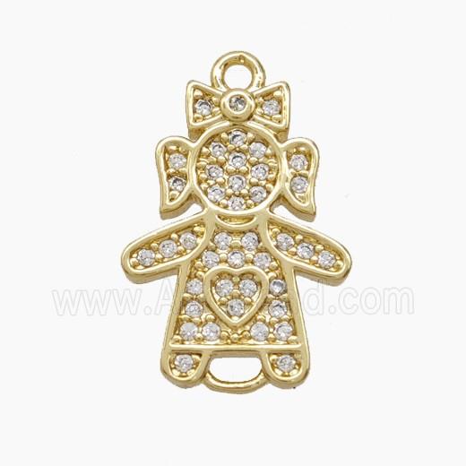 Copper Pendant Pave Zircon, Gold Plated