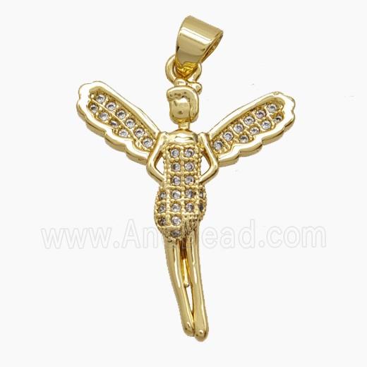 Copper Pendant Pave Zircon, Gold Plated