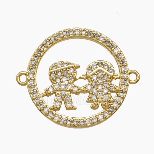 Copper Pendant Pave Zircon, Gold Plated