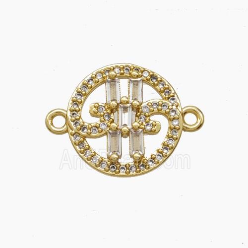 Copper Pendant Pave Zircon, Gold Plated